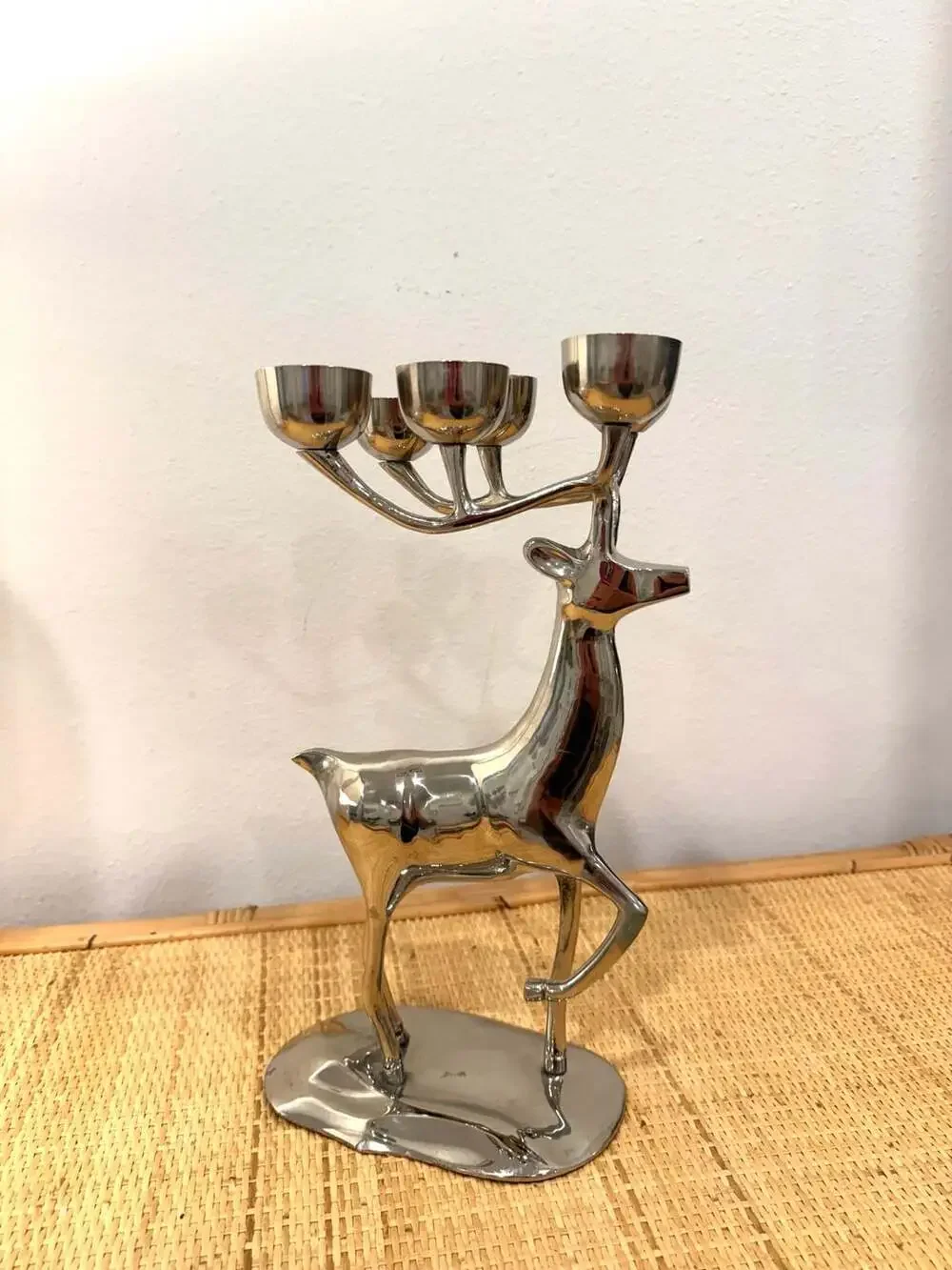 Pottery Barn Chrome Reindeer Six Point Tea Light Christmas Candleholder
